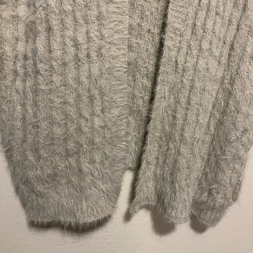LC Lauren Conrad Gray Ribbed Open Front Sweater Vest | Cozy Layering Cardigan - Picture 5 of 6